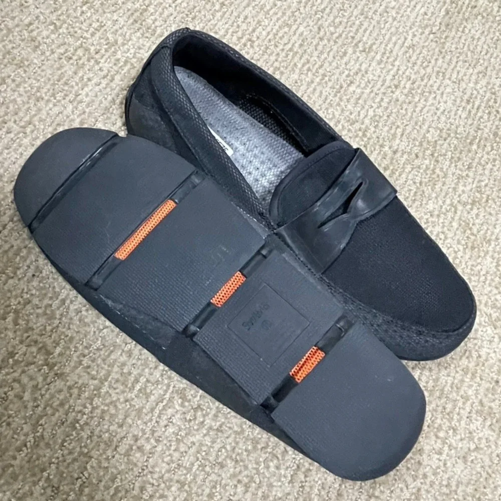 SWIMS Breeze Penny Loafer Men 11 Black Mesh Breathable Coastal Boat Preppy
